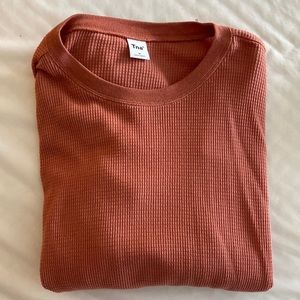 Pink Waffle Crew Boxy Longsleeve Shirt by Tna at Aritiza Size M